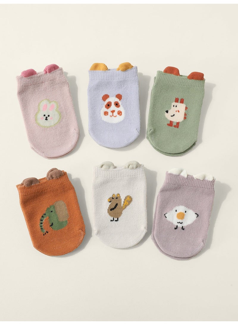 Kids Non-Slip Floor Socks – Soft Cotton Cartoon Design, Anti-Skid Toddler Socks for Home (6 Pairs) - Image 2